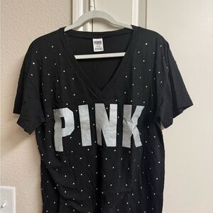 PINK Victoria's Secret Black V-Neck Tee